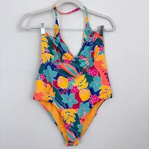 Marine Layer Size Womens Plunge One Piece Swim Bathing Suit XL Floral Tropical